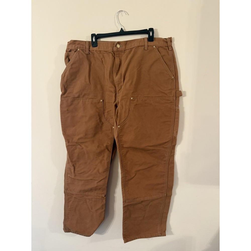 Carhartt Double Knee Pants Mens 42X30 Brown Loose Duck Canvas Utility Work B01-M - Picture 1 of 16